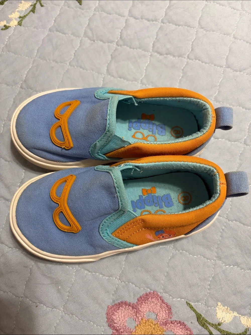 Blippi Blue & Orange Glasses PreOwned Unisex Slipon Canvas Sneakers Size 8